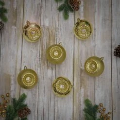 6-Piece Shatterproof Glittering Gold Ornaments 12 6-Piece Shatterproof Glittering Gold Ornaments -Christmas Trees Sales FRT100 AH112608 6