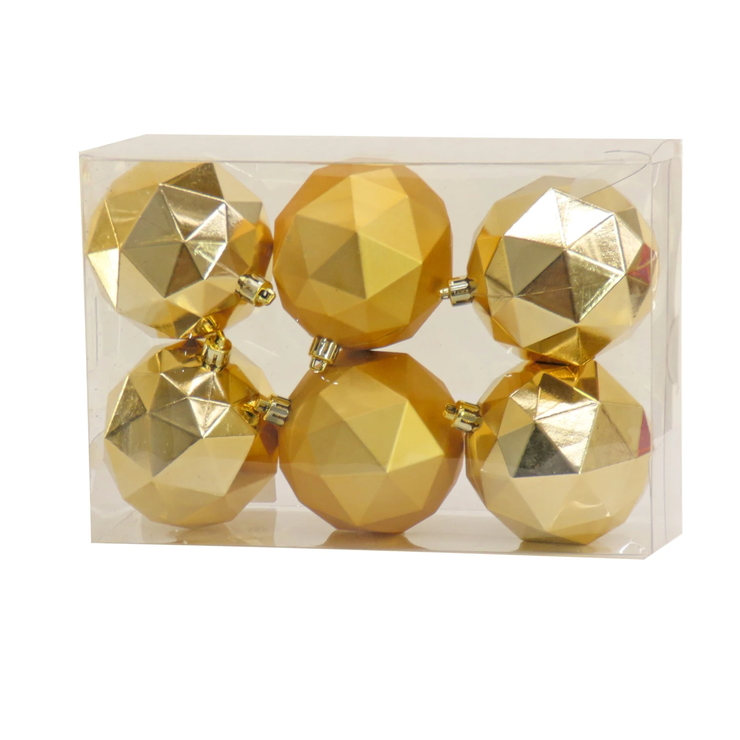 6-Piece Shatterproof Geometric Gold Ornaments 1 6-Piece Shatterproof Geometric Gold Ornaments