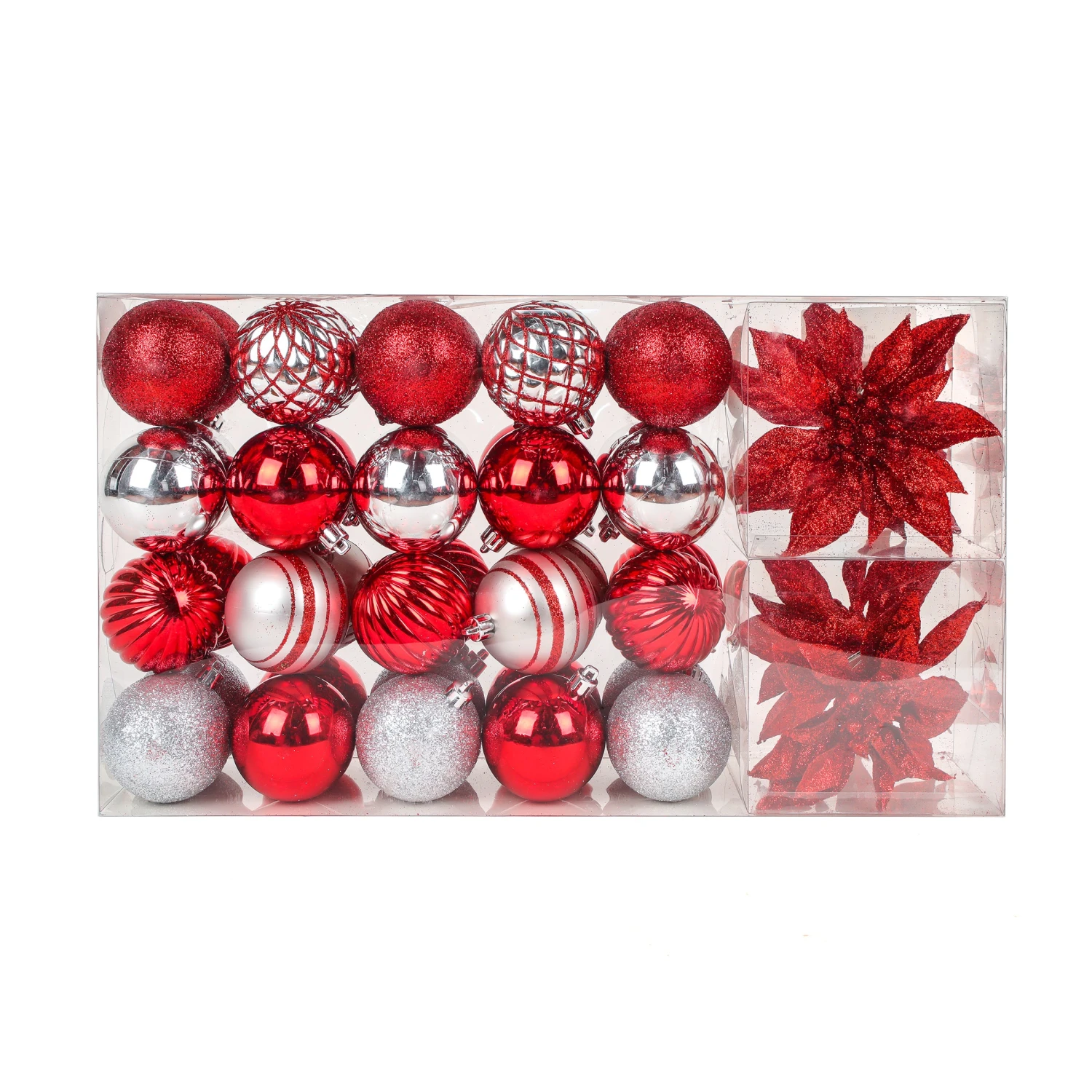 10 In. Red Xmas Ball Set, Shatterproof 1 10 In. Red Xmas Ball Set, Shatterproof