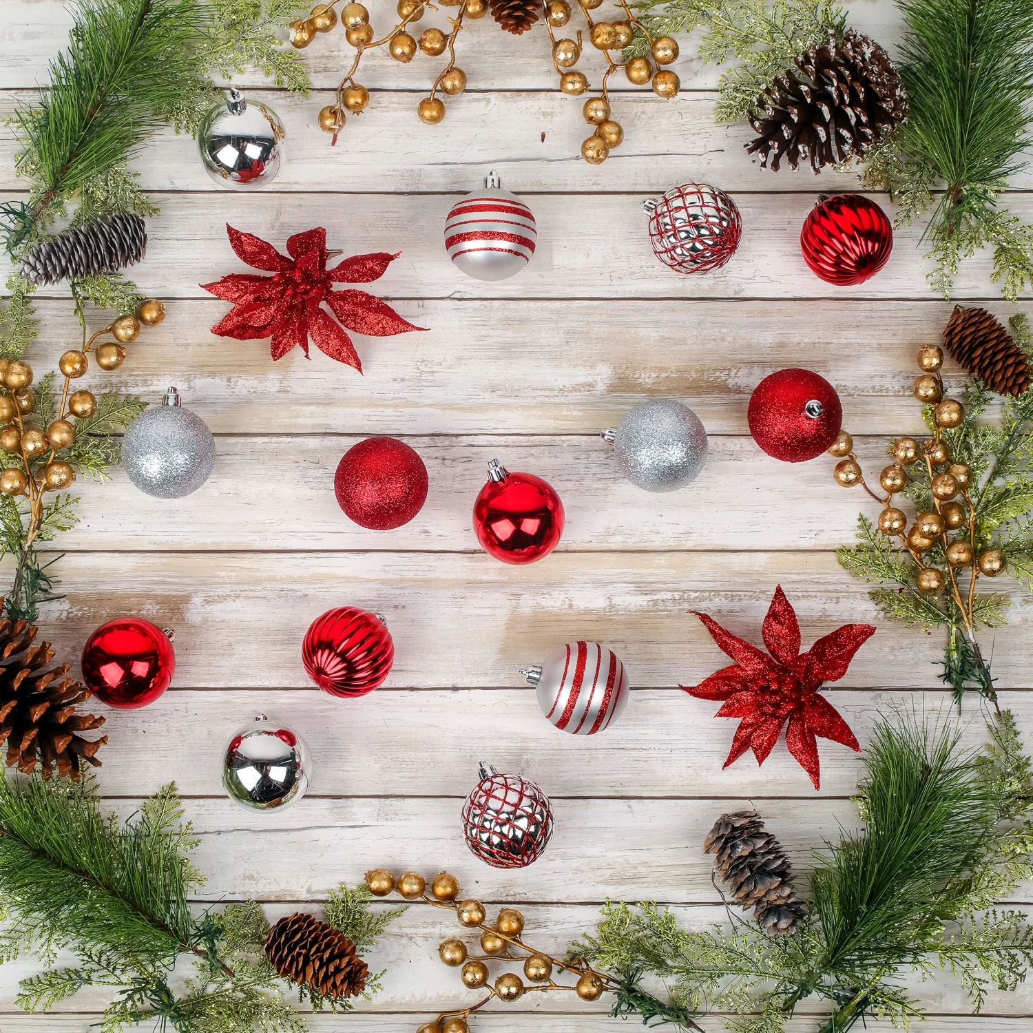 10 In. Red Xmas Ball Set, Shatterproof 2 10 In. Red Xmas Ball Set, Shatterproof - Image 2