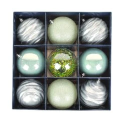 13 In. Mint Xmas Ball Decor Set