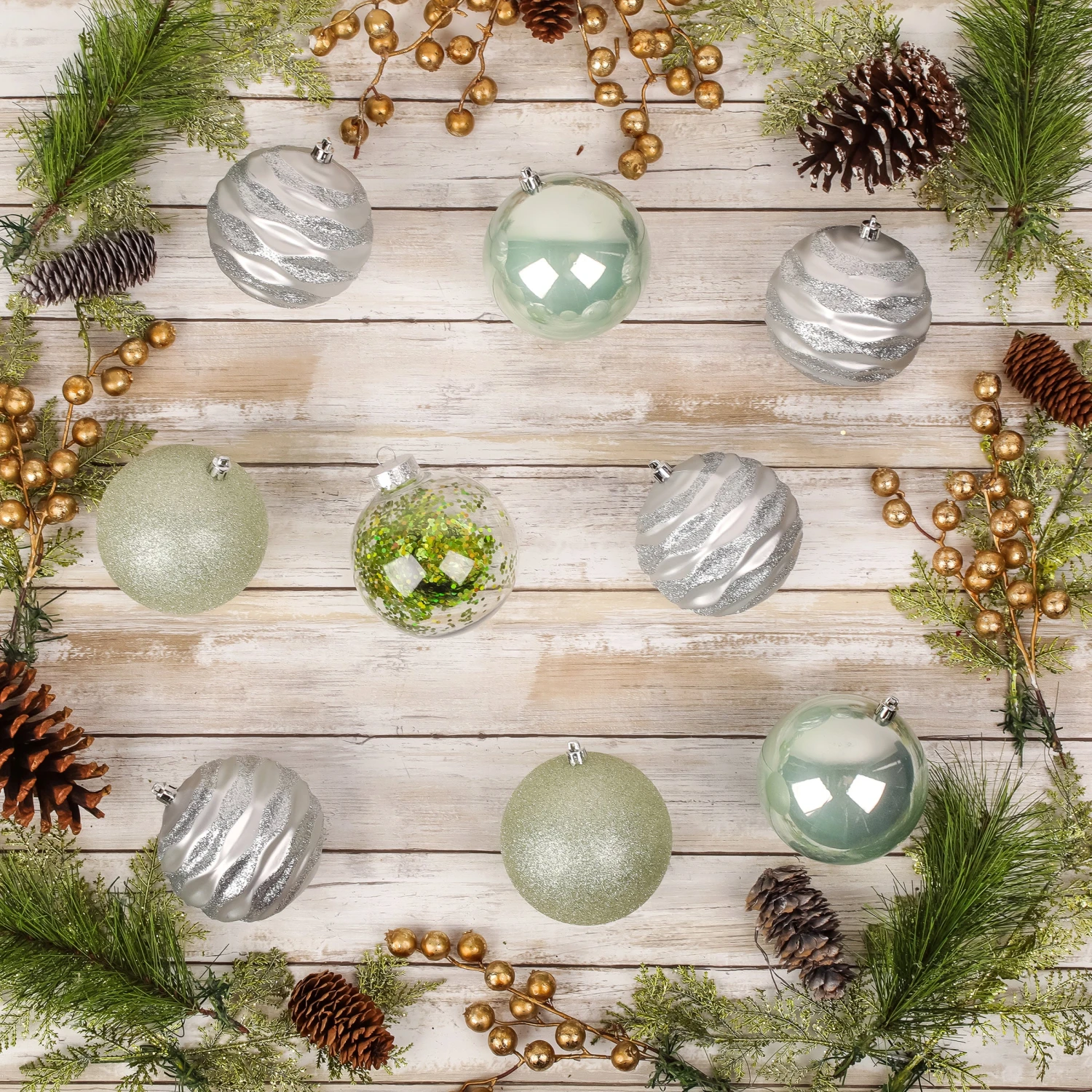 13 In. Mint Xmas Ball Decor Set 2 13 In. Mint Xmas Ball Decor Set - Image 2