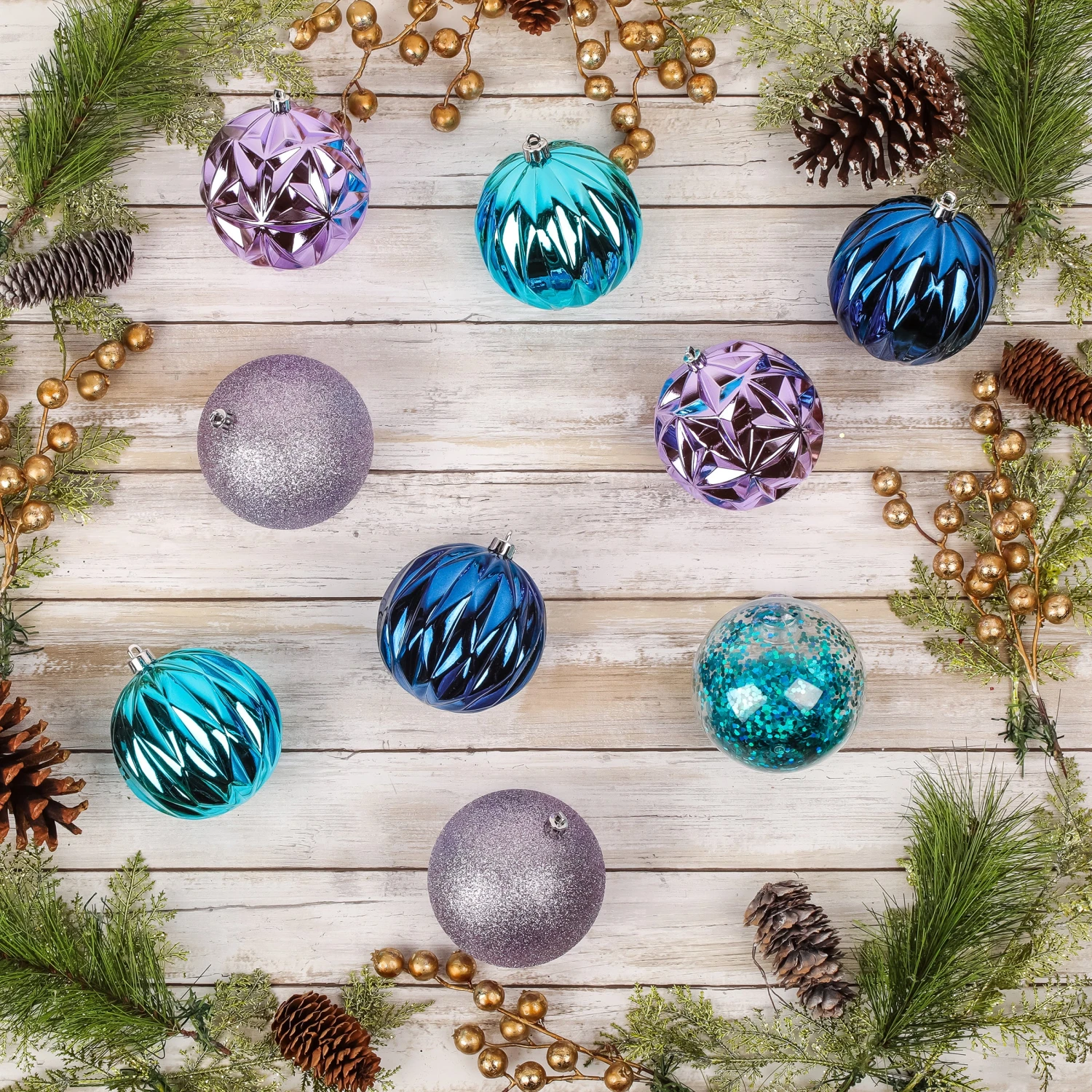 13 In. Purple Xmas Ball Decor Set 2 13 In. Purple Xmas Ball Decor Set - Image 2