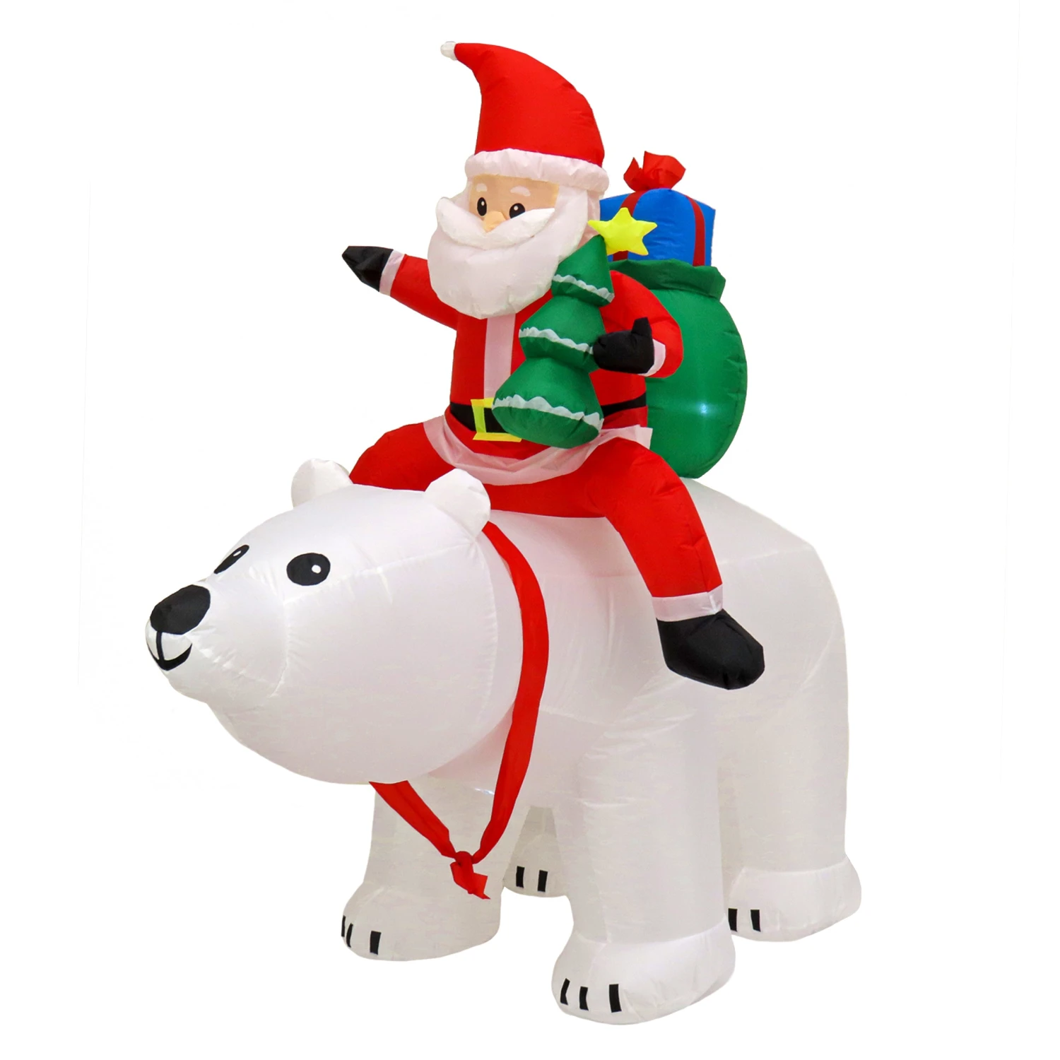 6 Ft. Inflatable Santa Riding Polar Bear 1 6 Ft. Inflatable Santa Riding Polar Bear