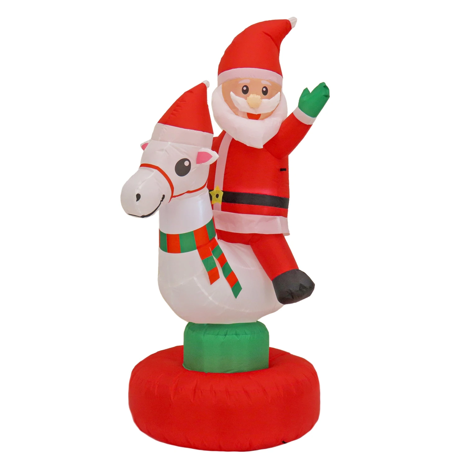 6 Ft. Red Inflatable Blow Up Santa On Horse 1 6 Ft. Red Inflatable Blow Up Santa On Horse
