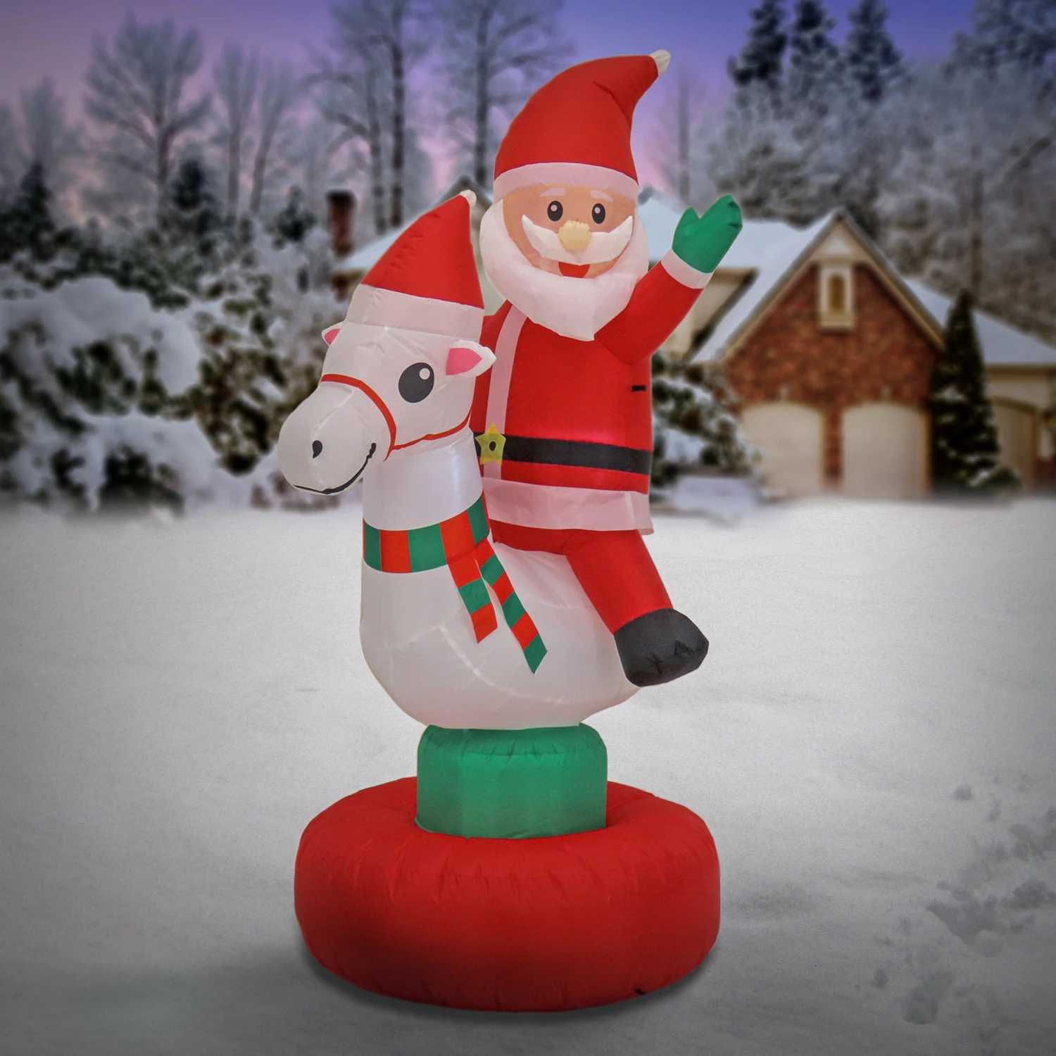 6 Ft. Red Inflatable Blow Up Santa On Horse 2 6 Ft. Red Inflatable Blow Up Santa On Horse - Image 2
