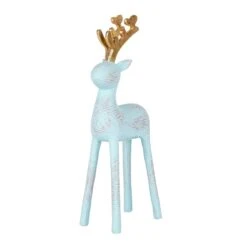 9 In. Woodgrain Reindeer Decor, Blue
