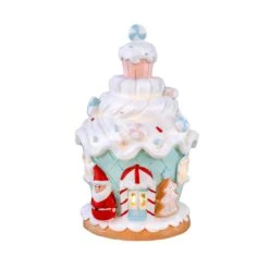 8 In. Santa Cake House With Lights