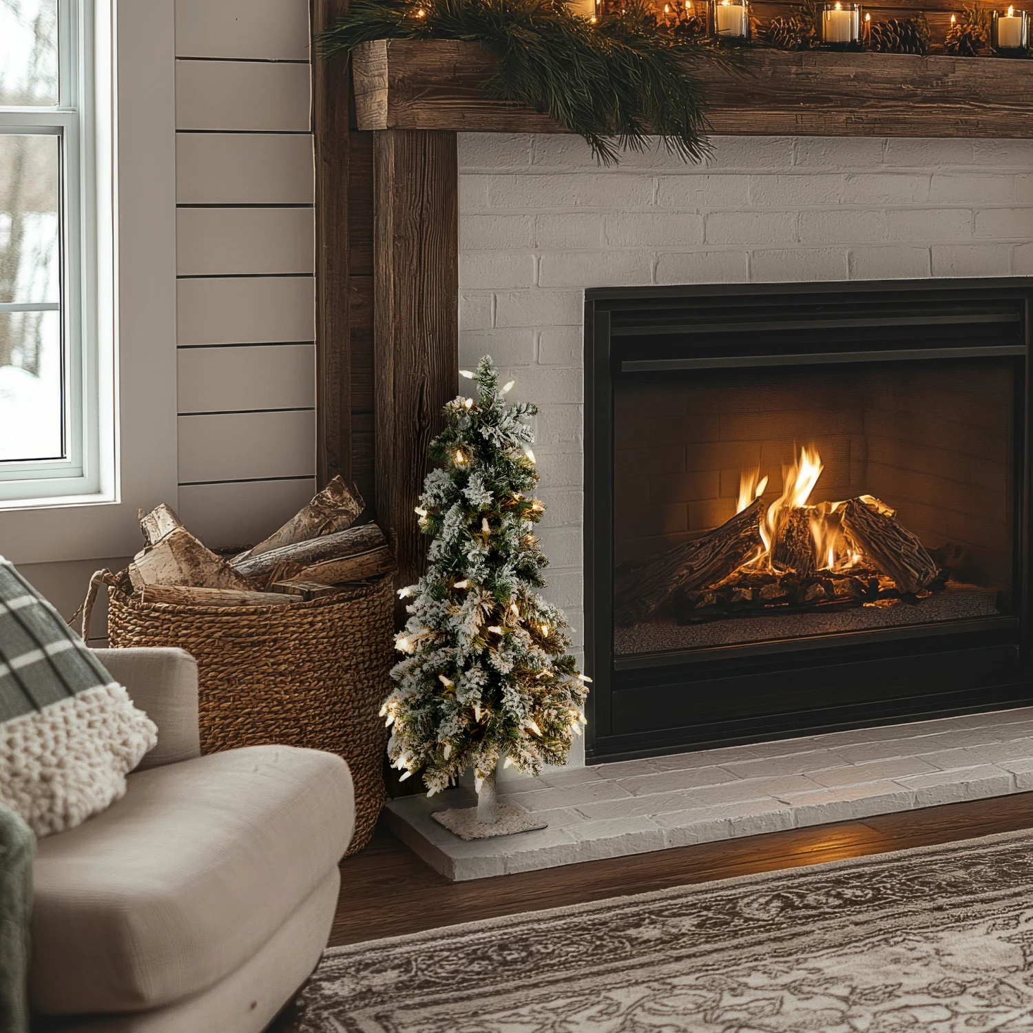 2 Ft. Pre-Lit Snowy Downswept Forest Tree With Clear Lights 2 2 Ft. Pre-Lit Snowy Downswept Forest Tree With Clear Lights - Image 2