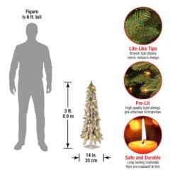 3 Ft. Pre-Lit Snowy Downswept Forest Tree With Clear Lights -Christmas Trees Sales FTDF1 36ALO 1 Dim