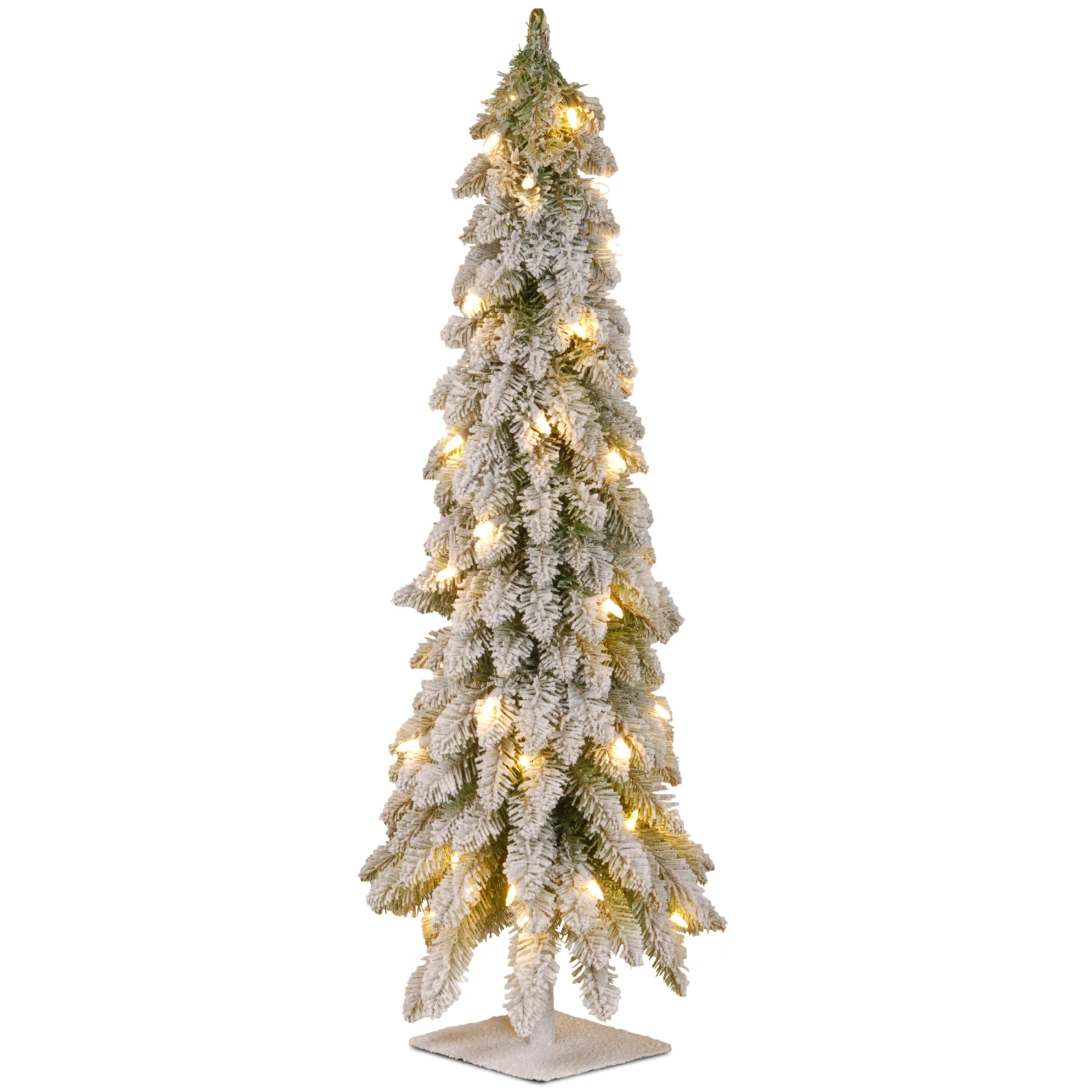 4 Ft. Pre-Lit Snowy Downswept Forest Tree With Clear Lights 1 4 Ft. Pre-Lit Snowy Downswept Forest Tree With Clear Lights