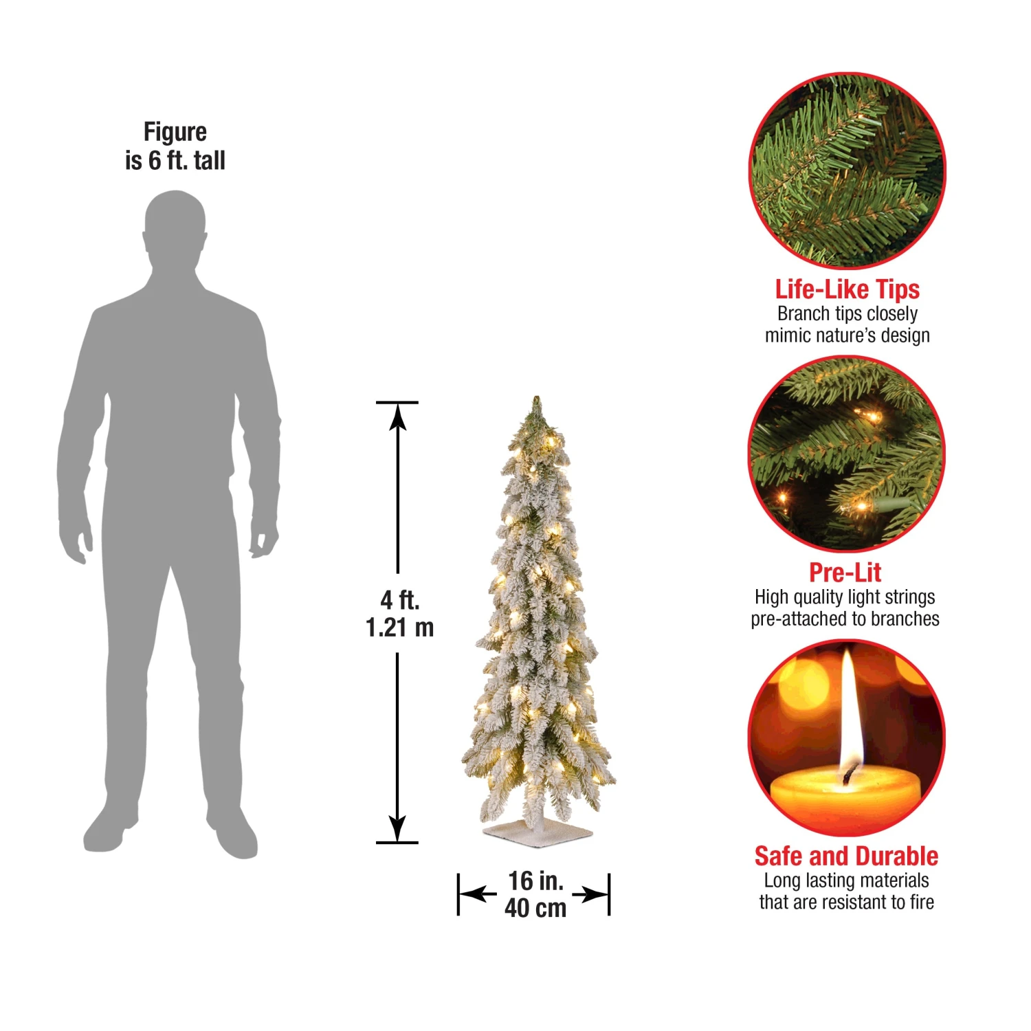 4 Ft. Pre-Lit Snowy Downswept Forest Tree With Clear Lights 4 4 Ft. Pre-Lit Snowy Downswept Forest Tree With Clear Lights - Image 4