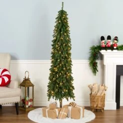 6.5 Ft. Pre-Lit Snowy Grand Alpine Pencil Slim Tree With Clear Lights 11 6.5 Ft. Pre-Lit Snowy Grand Alpine Pencil Slim Tree With Clear Lights -Christmas Trees Sales GAL100 307 65 2