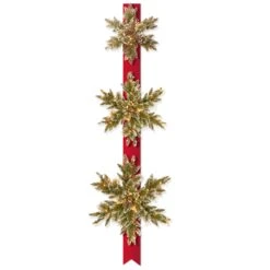 70 In. Pre-Lit Glittery Bristle Pine Snowflake With White Lights