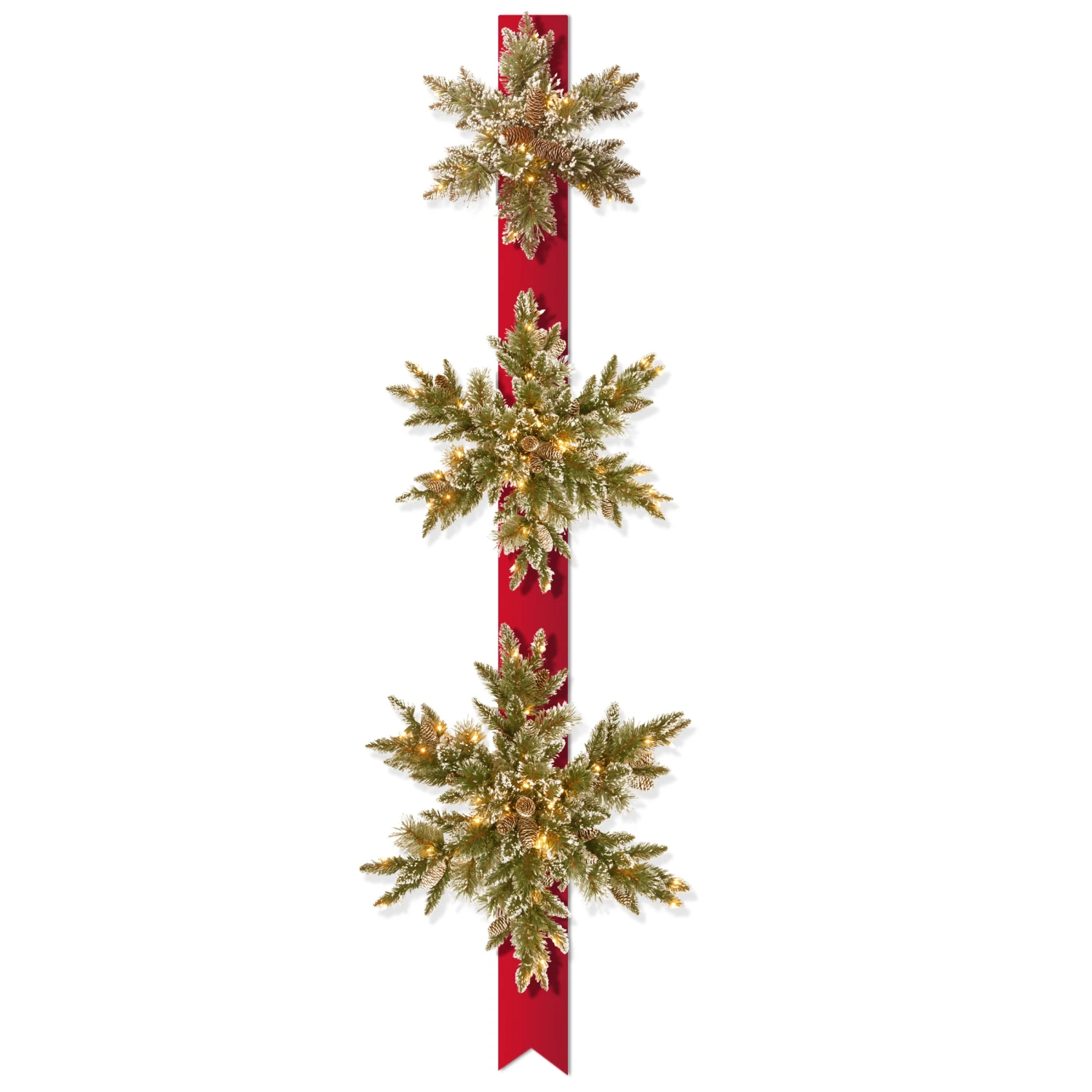 70 In. Pre-Lit Glittery Bristle Pine Snowflake With White Lights 1 70 In. Pre-Lit Glittery Bristle Pine Snowflake With White Lights