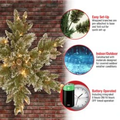 32 In. Pre-Lit Glittery Bristle Pine Snowflake With LED Lights -Christmas Trees Sales GB3 300 32S B Features