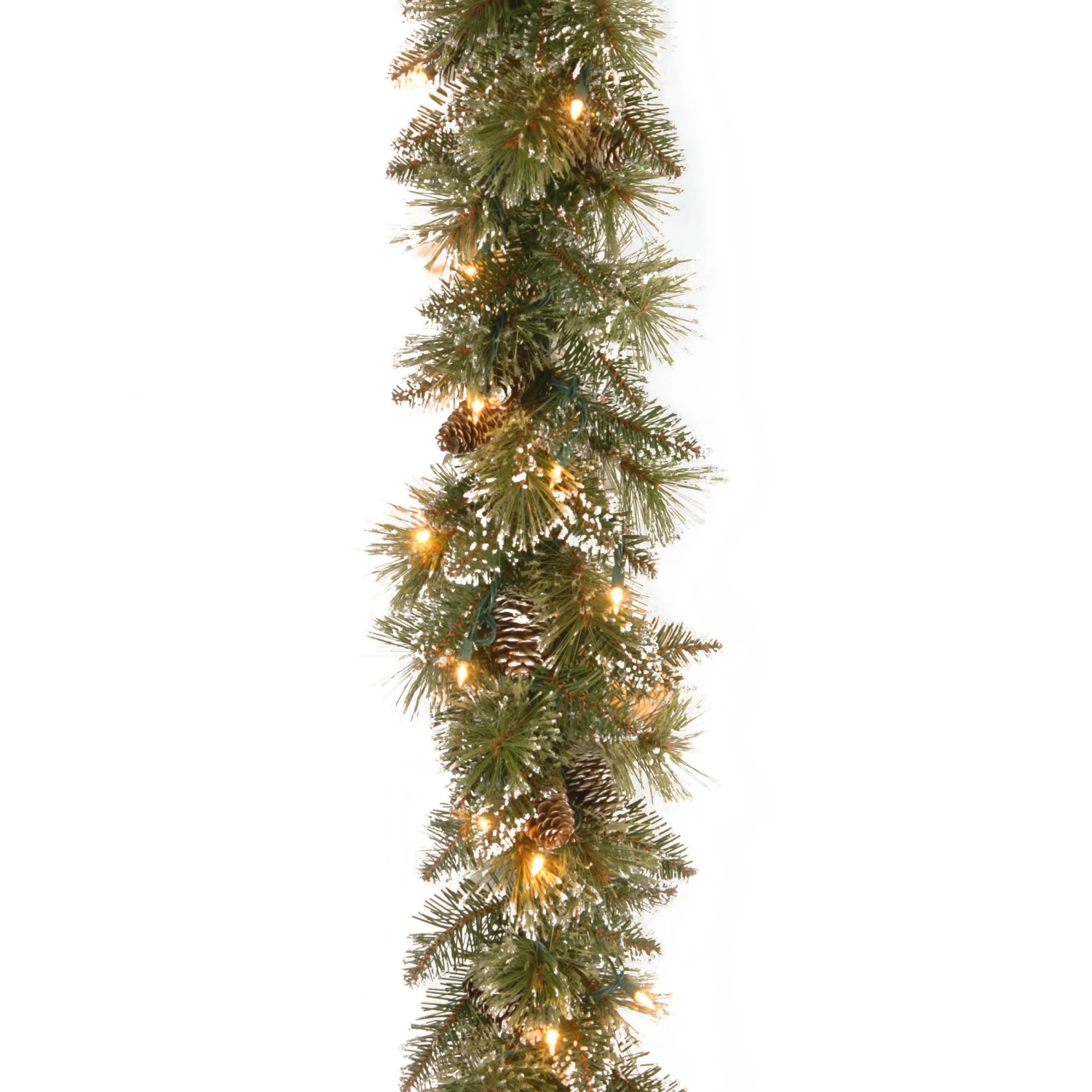 6 Ft. Pre-Lit Glittery Bristle Pine Garland With LED Lights 1 6 Ft. Pre-Lit Glittery Bristle Pine Garland With LED Lights