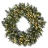30 In. Pre-Lit Glittery Bristle Pine Wreath With Dual Color LED Cosmic Lights