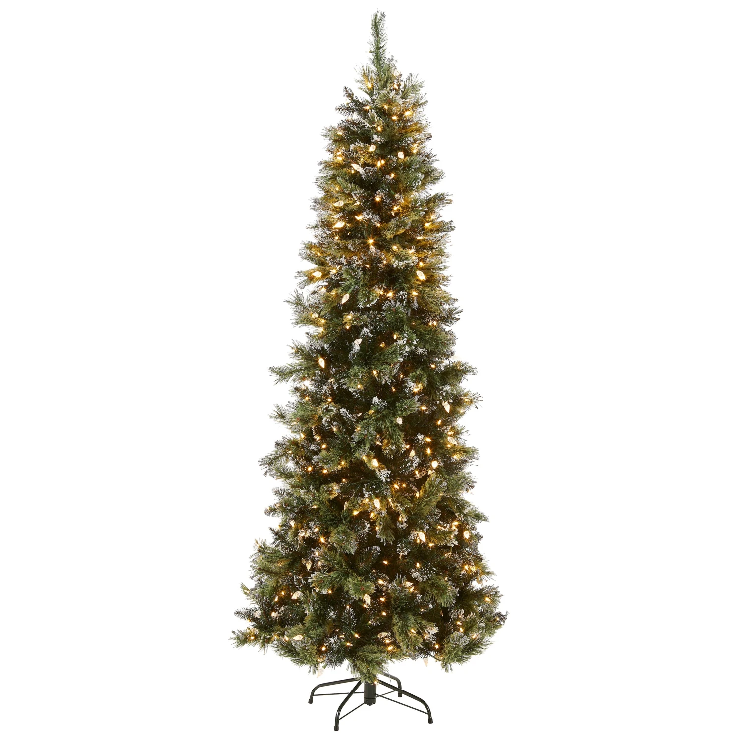 7.5 Ft. Pre-Lit Glittery Bristle Slim Tree With LED Lights 7 7.5 Ft. Pre-Lit Glittery Bristle Slim Tree With LED Lights - Image 7