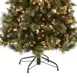 7.5 Ft. Pre-Lit Glittery Bristle Slim Tree With LED Lights 11 7.5 Ft. Pre-Lit Glittery Bristle Slim Tree With LED Lights -Christmas Trees Sales GB3 319 75 Silo C2
