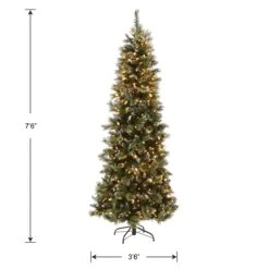 7.5 Ft. Pre-Lit Glittery Bristle Slim Tree With LED Lights 12 7.5 Ft. Pre-Lit Glittery Bristle Slim Tree With LED Lights -Christmas Trees Sales GB3 319 75 Silo Dim