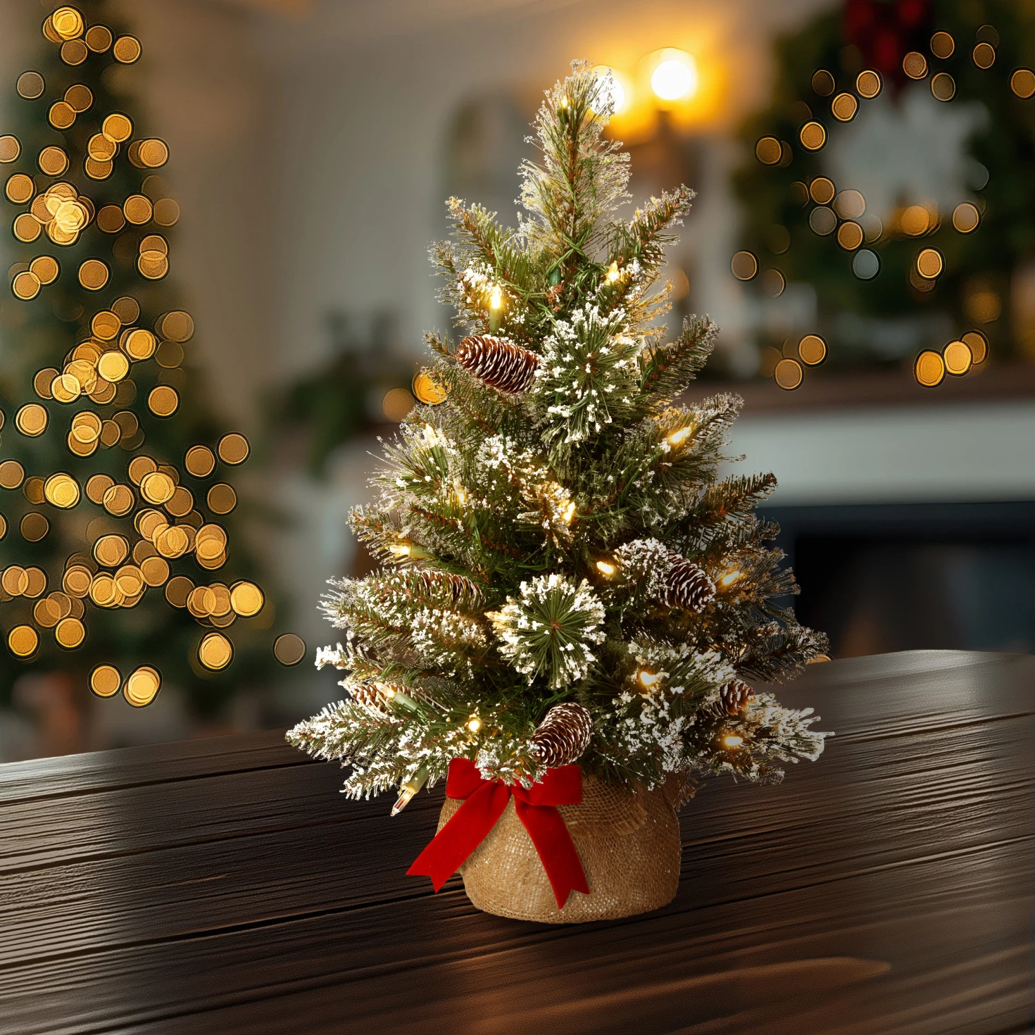 2 Ft. Pre-Lit Glittery Bristle Tree With LED Lights 2 2 Ft. Pre-Lit Glittery Bristle Tree With LED Lights - Image 2