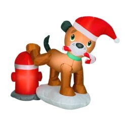 4 Ft. Inflatable Puppy Dog And Fire Hydrant With LED Lights