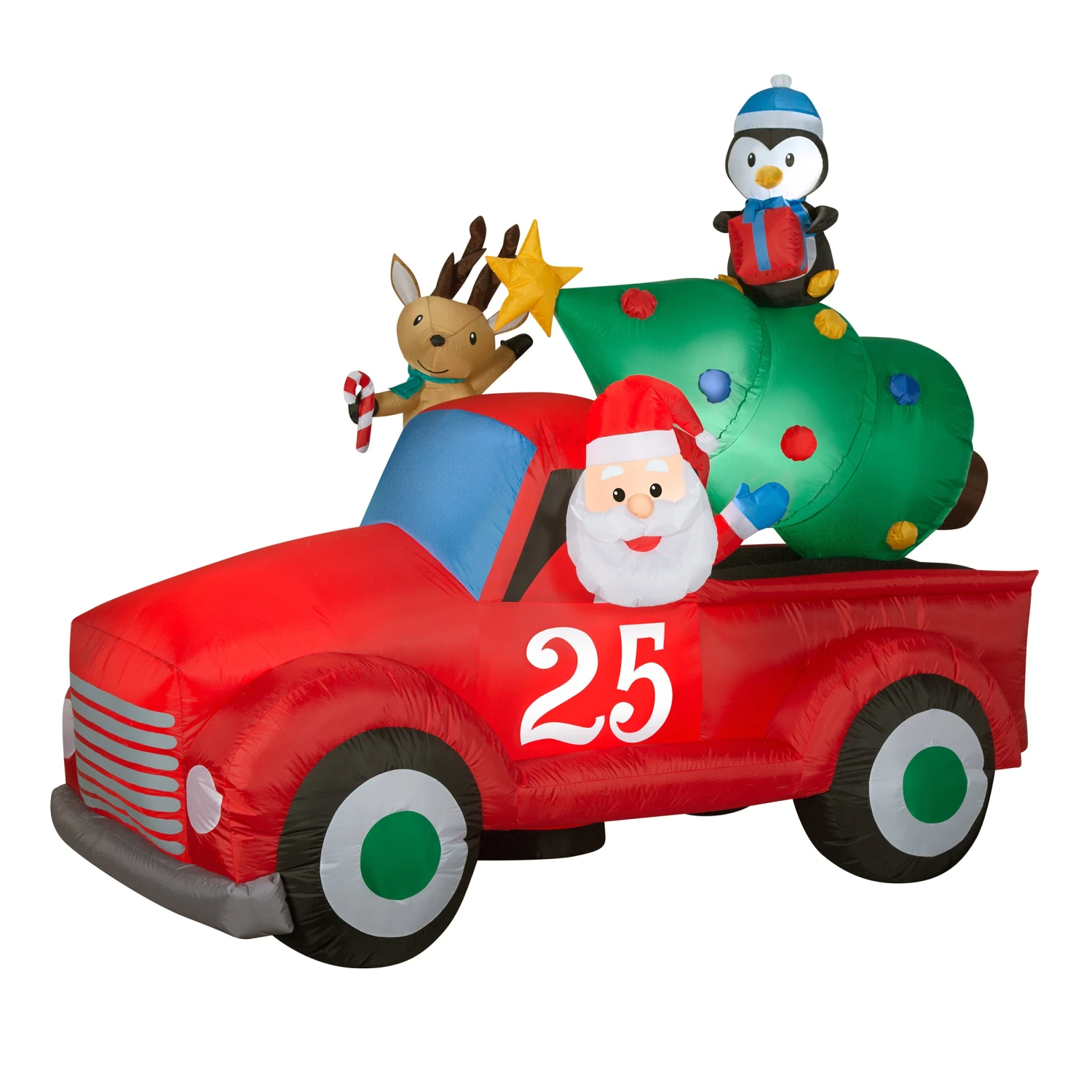 8 Ft. Inflatable Santa In Vintage Pickup Truck With LED Lights 1 8 Ft. Inflatable Santa In Vintage Pickup Truck With LED Lights