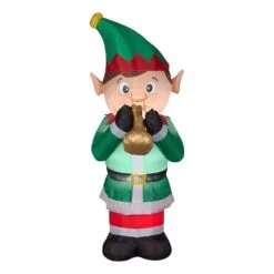 6 Ft. Inflatable Trumpet Playing Elf WithLED Lights