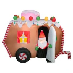 7.5 Ft. Inflatable Gingerbread Trailer With Santa With LED Lights