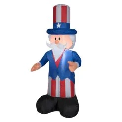 48 In. Patriotic Inflatable Decoration, Blue Uncle Sam Wearing Red White And Blue Suit And Hat