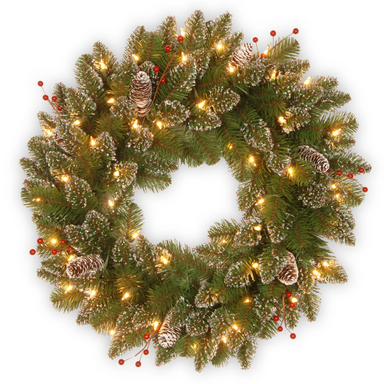 24 In. Pre-Lit Glittery Mountain Spruce With LED Lights 1 24 In. Pre-Lit Glittery Mountain Spruce With LED Lights
