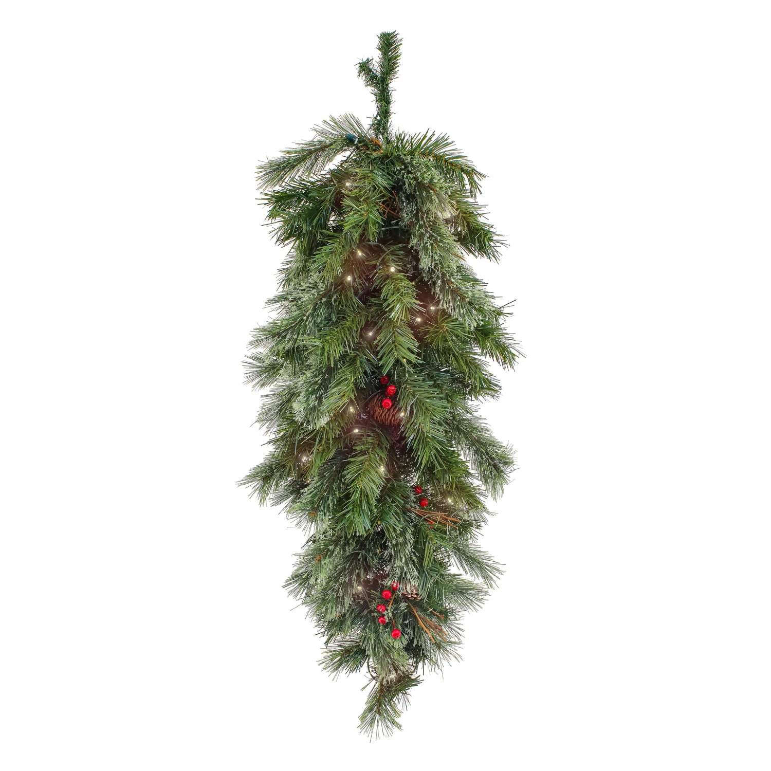 36 In. Pre-Lit Glistening Pine Teardrop With LED Lights 1 36 In. Pre-Lit Glistening Pine Teardrop With LED Lights