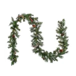 9 Ft. Pre-Lit Glistening Pine Garland With Clear Lights