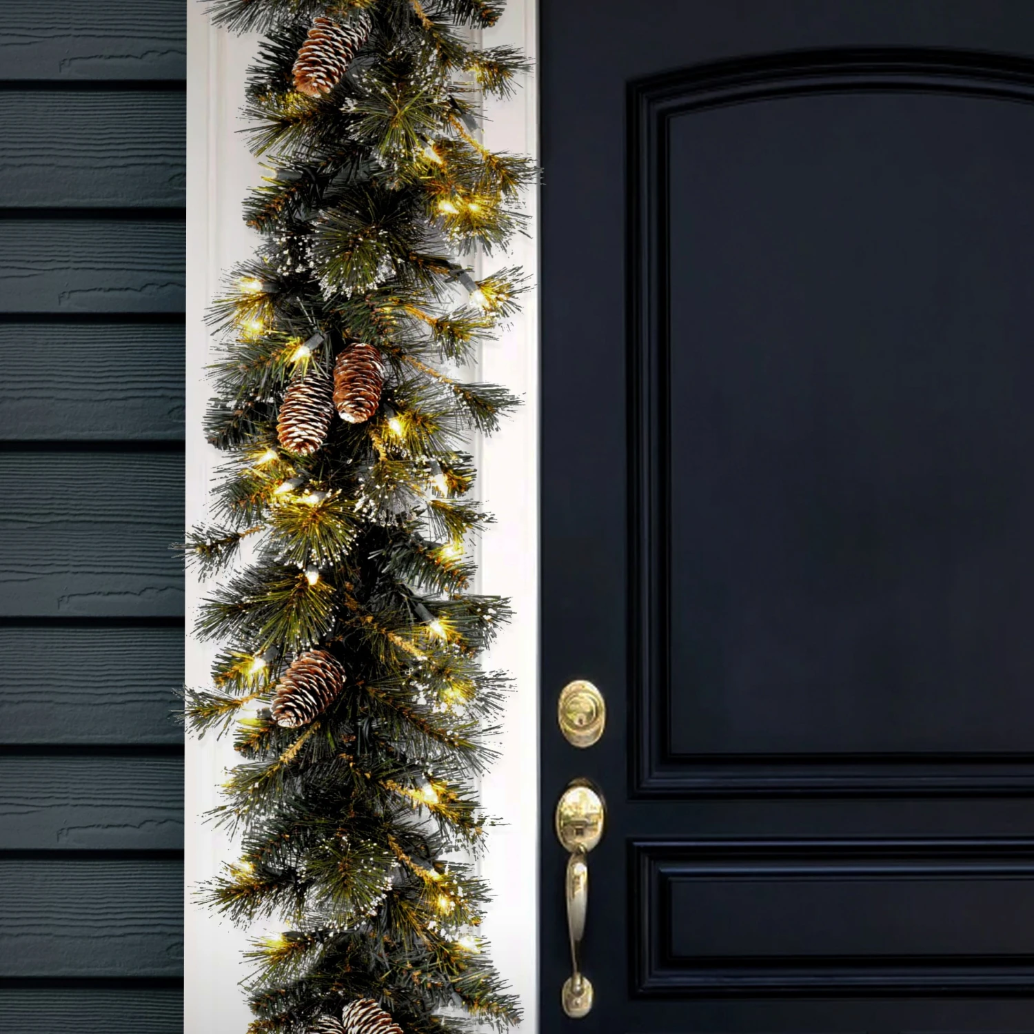 9 Ft. Pre-Lit Glittery Pine Garland With Clear Lights 2 9 Ft. Pre-Lit Glittery Pine Garland With Clear Lights - Image 2