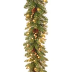9 Ft. Pre-Lit Glittery Pine Gold Garland With Clear Lights
