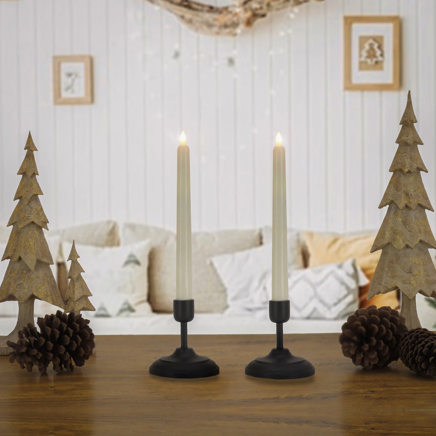 HGTV Home Collection Flameless Heritage Candle Pair, Black Base 2 HGTV Home Collection Flameless Heritage Candle Pair, Black Base - Image 2