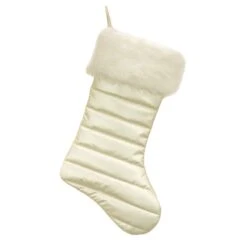 20 In. HGTV Home Collection Puffy Coat Stocking, White