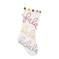 20 In. HGTV Home Collection White Fa La La Stocking