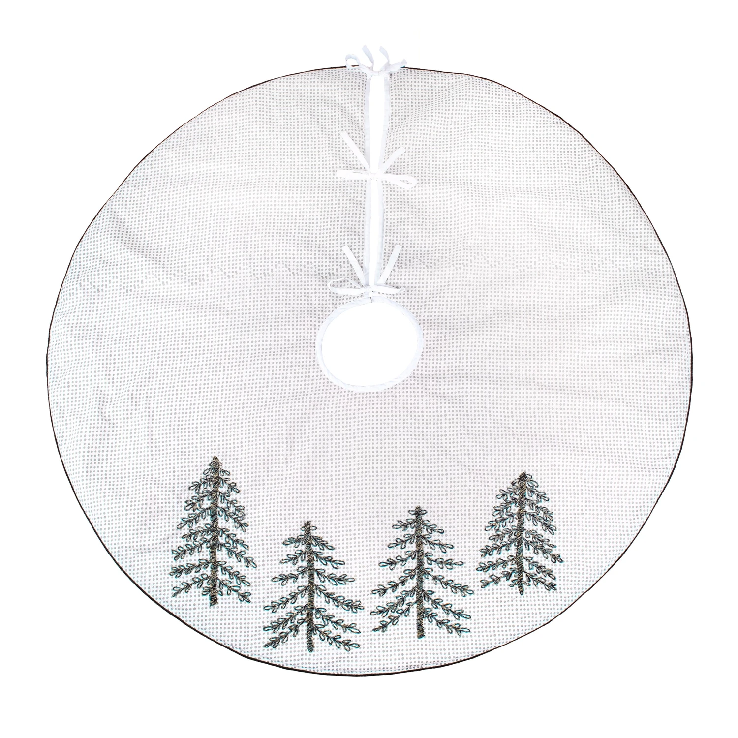52 In. HGTV Home Collection Embroidered Evergreens Tree Skirt 1 52 In. HGTV Home Collection Embroidered Evergreens Tree Skirt
