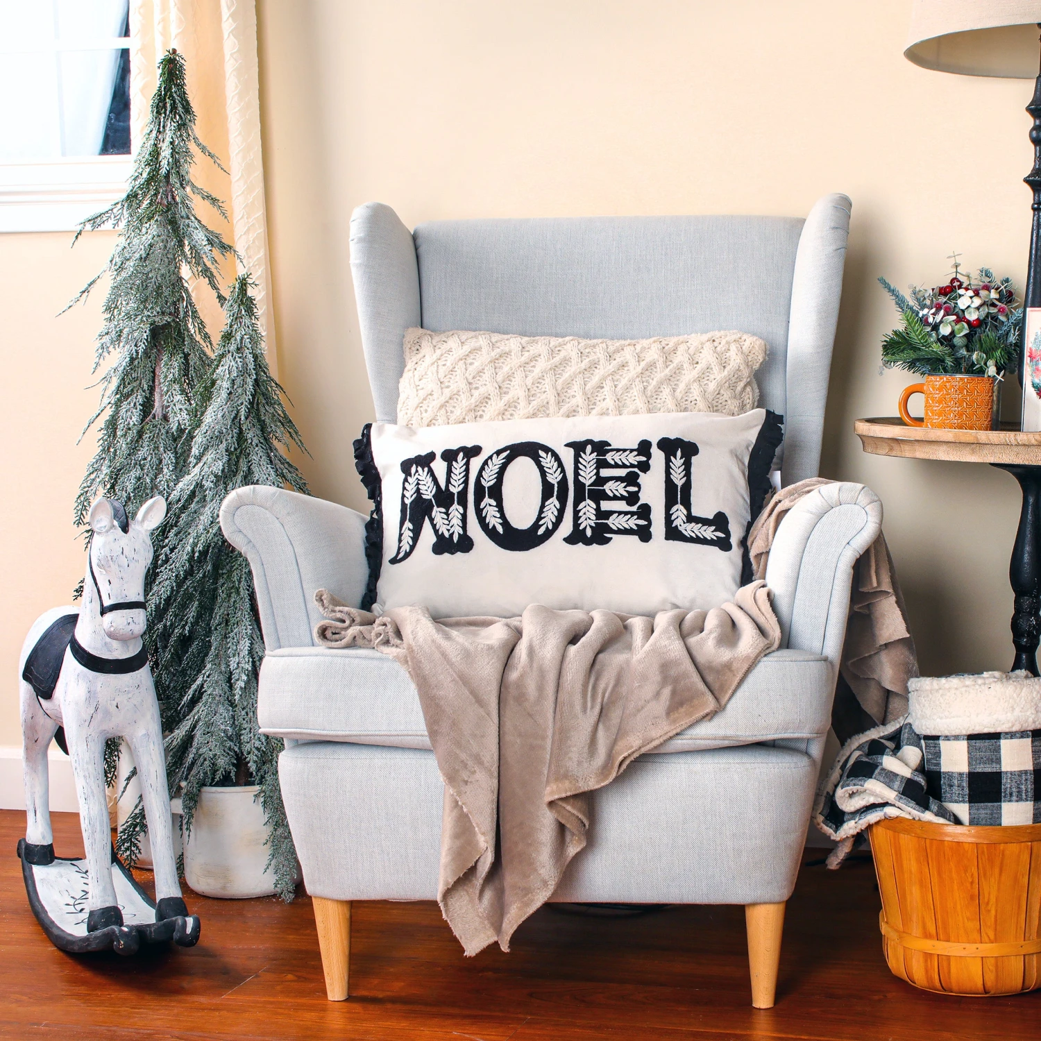 22 In. HGTV Home Collection Embroidered NOEL Christmas Pillow 2 22 In. HGTV Home Collection Embroidered NOEL Christmas Pillow - Image 2