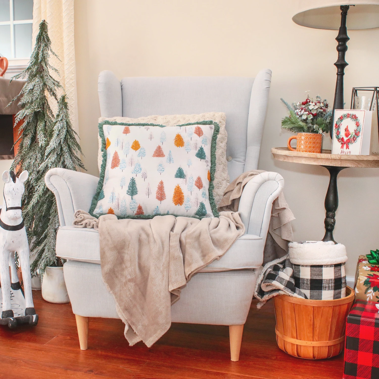 18 In. HGTV Home Collection Whimsical Forest Christmas Pillow 2 18 In. HGTV Home Collection Whimsical Forest Christmas Pillow - Image 2