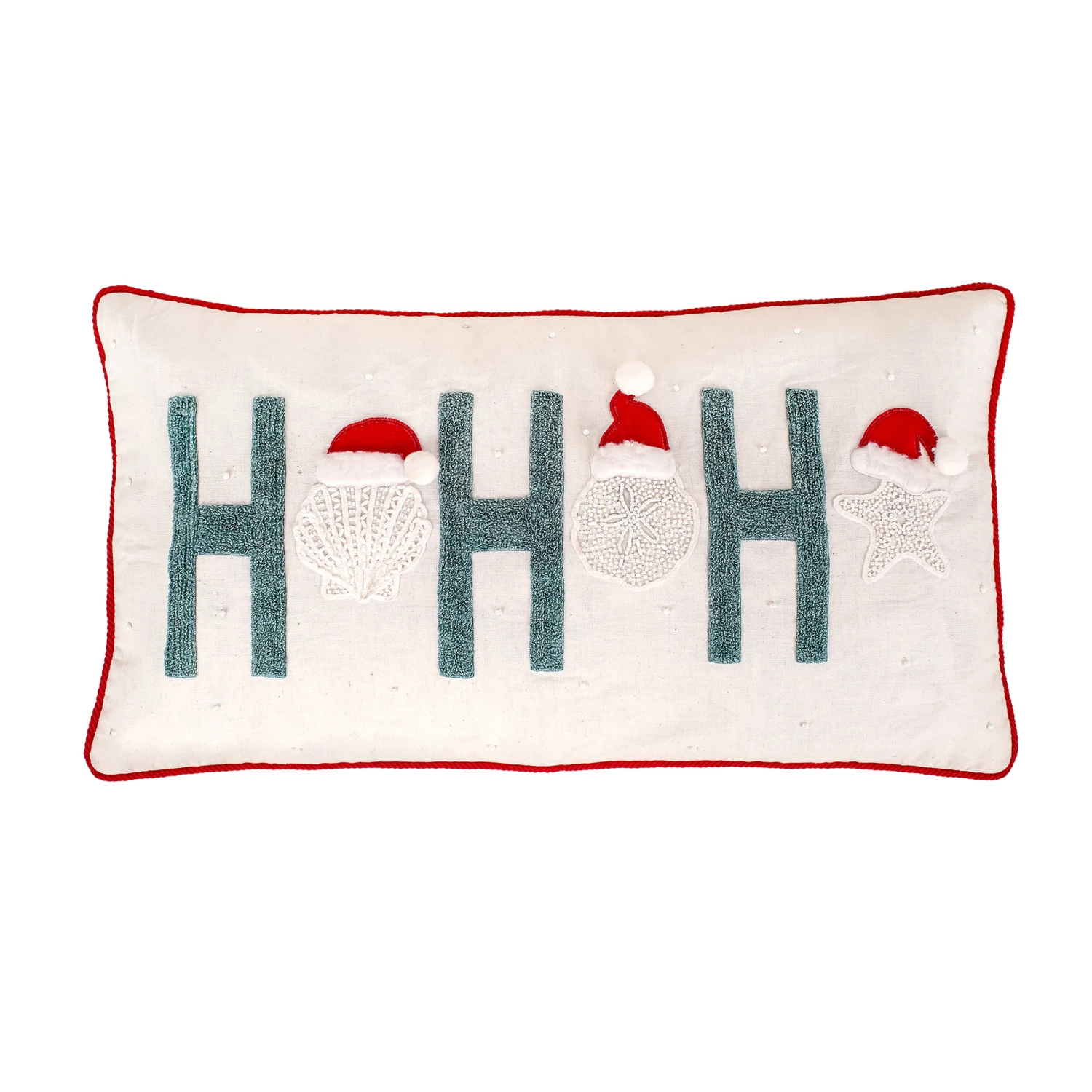 14 In. By 26 In. HGTV HO HO HO Pillow With Embroidery 1 14 In. By 26 In. HGTV HO HO HO Pillow With Embroidery
