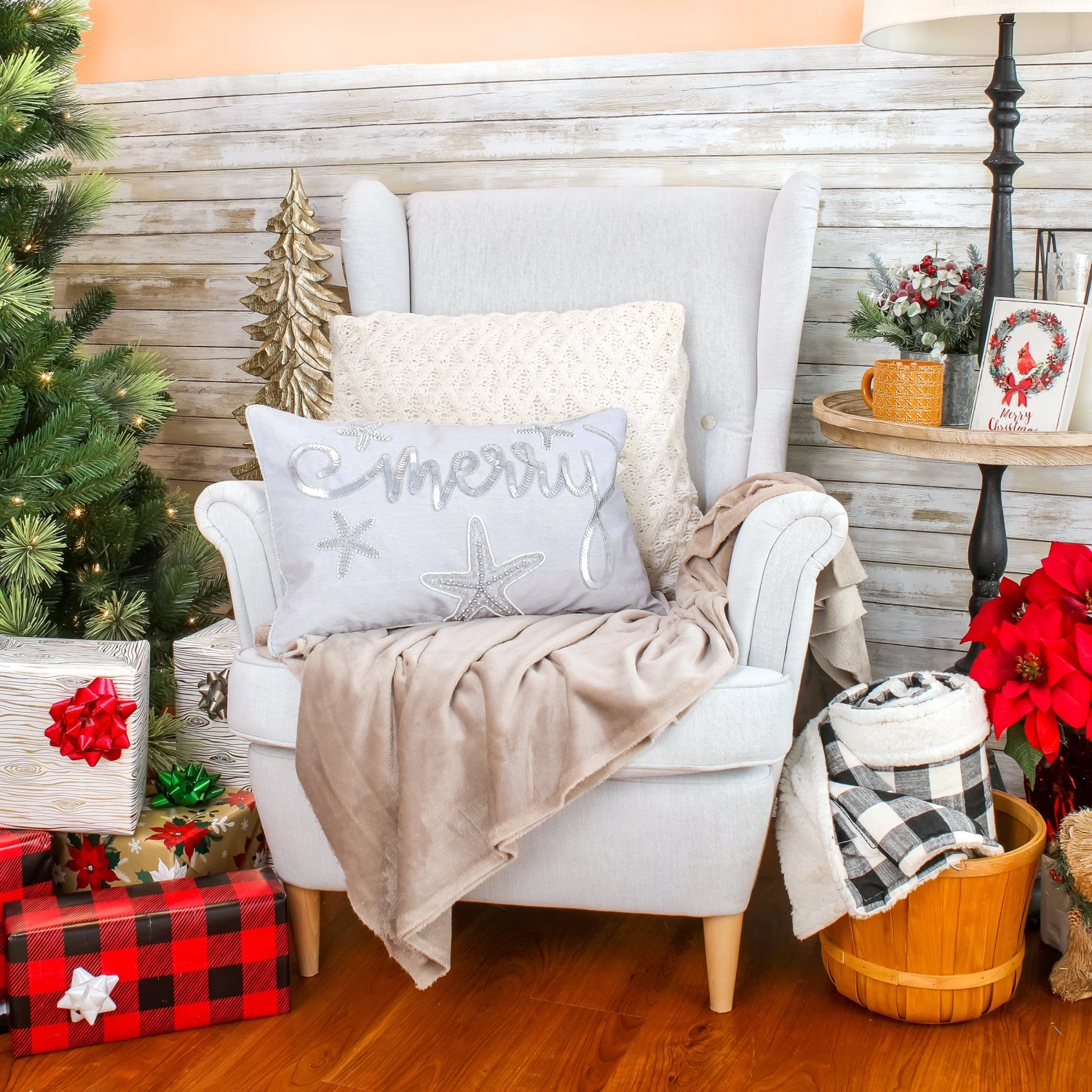 14 In By 22 In. Coastal Merry Embroidered Pillow, Blue, Silver 2 14 In By 22 In. Coastal Merry Embroidered Pillow, Blue, Silver - Image 2