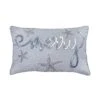 14 In By 22 In. Coastal Merry Embroidered Pillow, Blue, Silver
