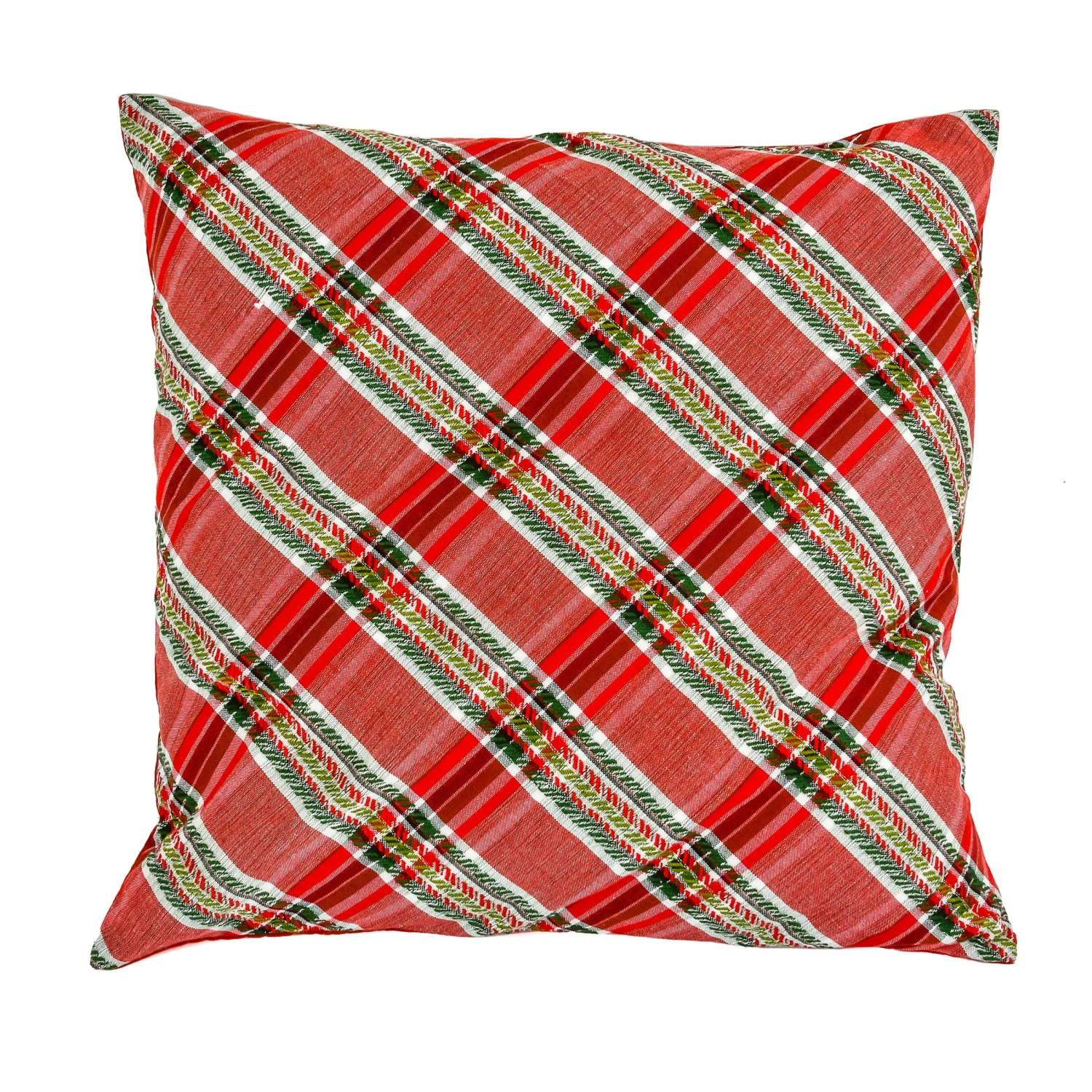 24 In. HGTV Home Collection Bias Cut Red Plaid Pillow 1 24 In. HGTV Home Collection Bias Cut Red Plaid Pillow