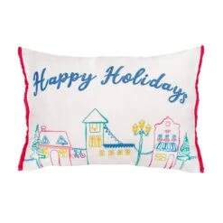 20 In. HGTV Home Collection Embroidered Happy Holidays Pillow