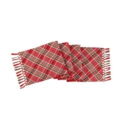 72 In. HGTV Home Collection Bias Cut Red Plaid Table Runner