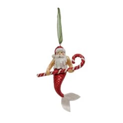 4-Piece HGTV Home Collection Santa Merman Ornaments 9 4-Piece HGTV Home Collection Santa Merman Ornaments -Christmas Trees Sales HGTAH63 AG2279A 4