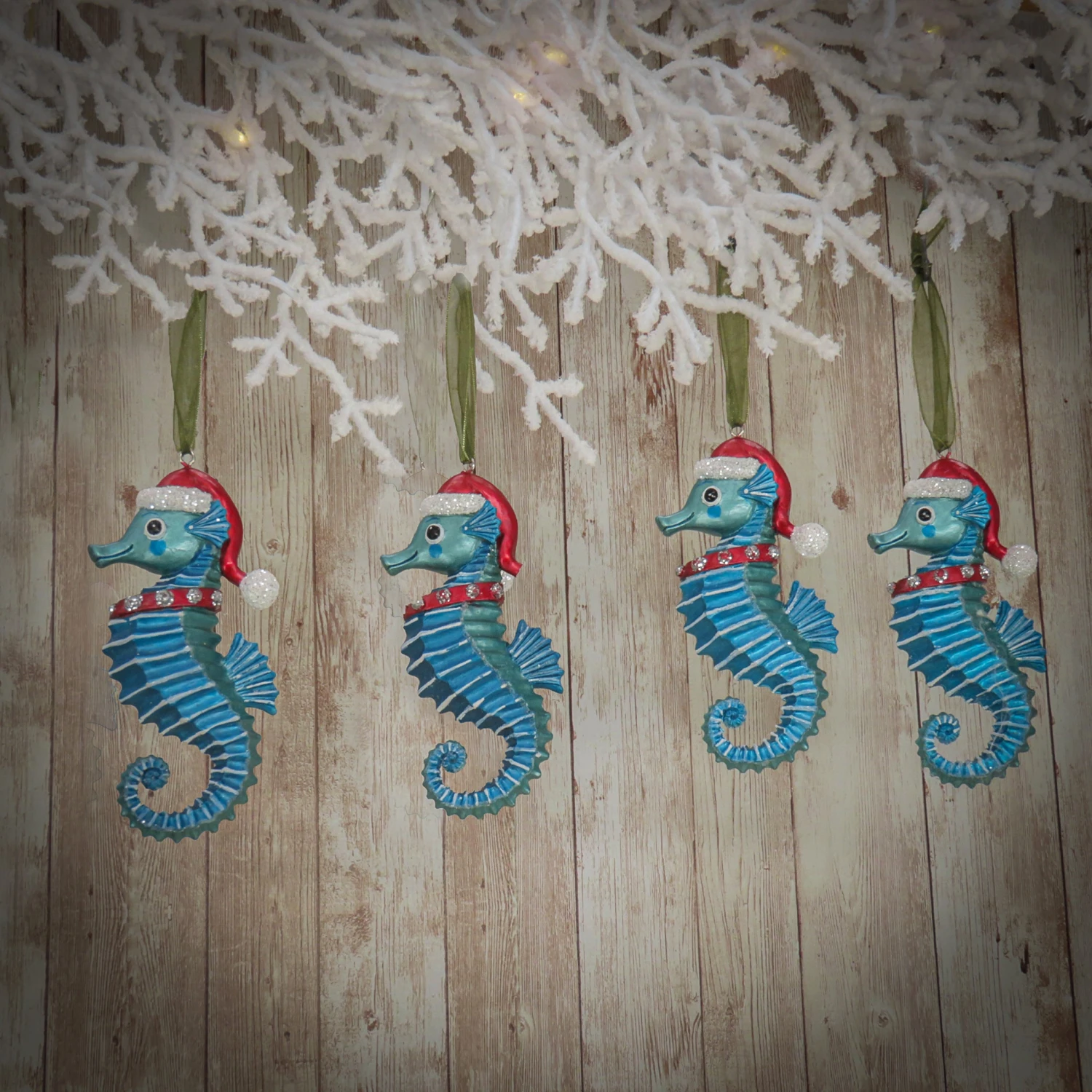 4-Piece HGTV Home Collection Teal Seahorse Ornaments 4 4-Piece HGTV Home Collection Teal Seahorse Ornaments - Image 4